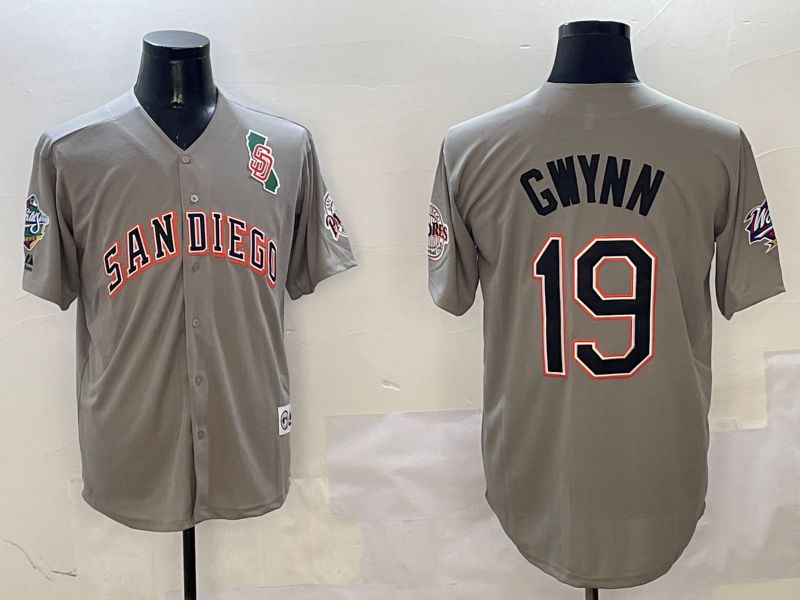 Men San Diego Padres #19 Gwynn Grey Throwback Game 2025 Nike MLB Jersey style 3122